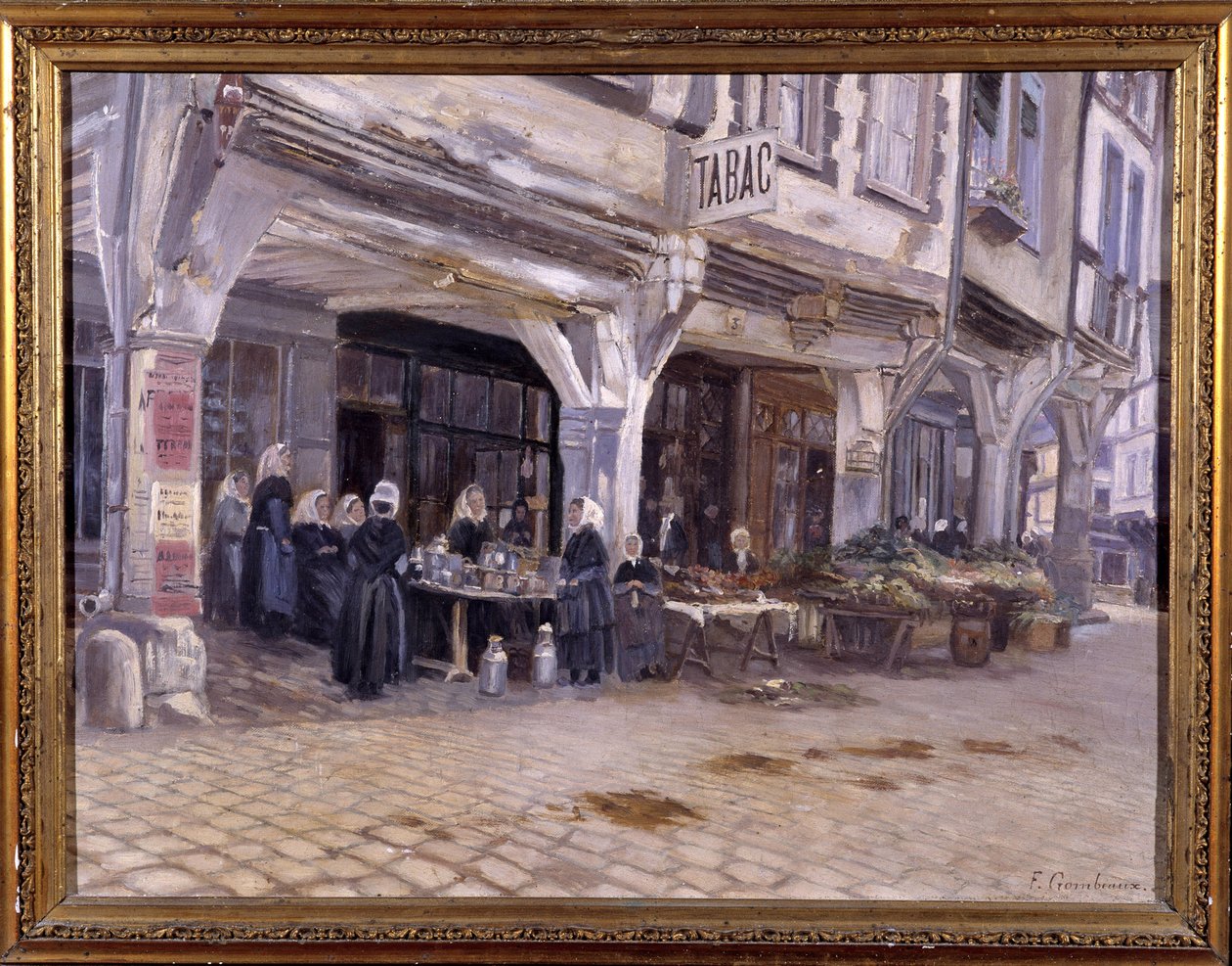Targ pod werandami w Dinan - F. Gombeaux, koniec XIX wieku autorstwa Francois Gombeaux