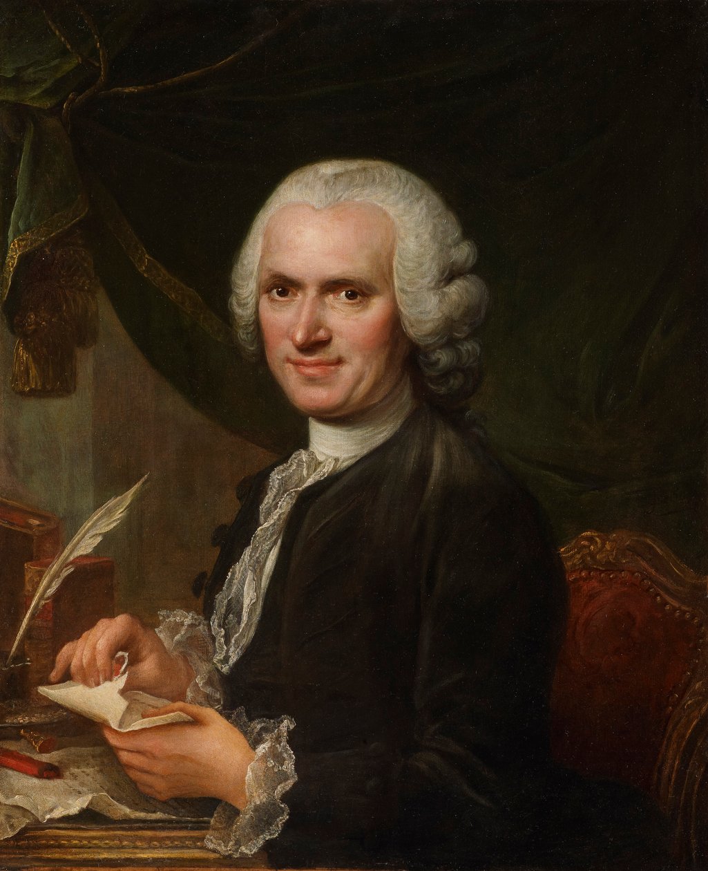 Portret Jean-Jacques Rousseau (1712-1778) (olej na płótnie) autorstwa Francois Guérin
