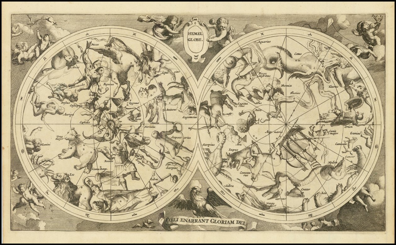 Mapa nieba z 1720 roku - Hemel Globe. Coeli Enarrant Gloriam Dei autorstwa François Halma