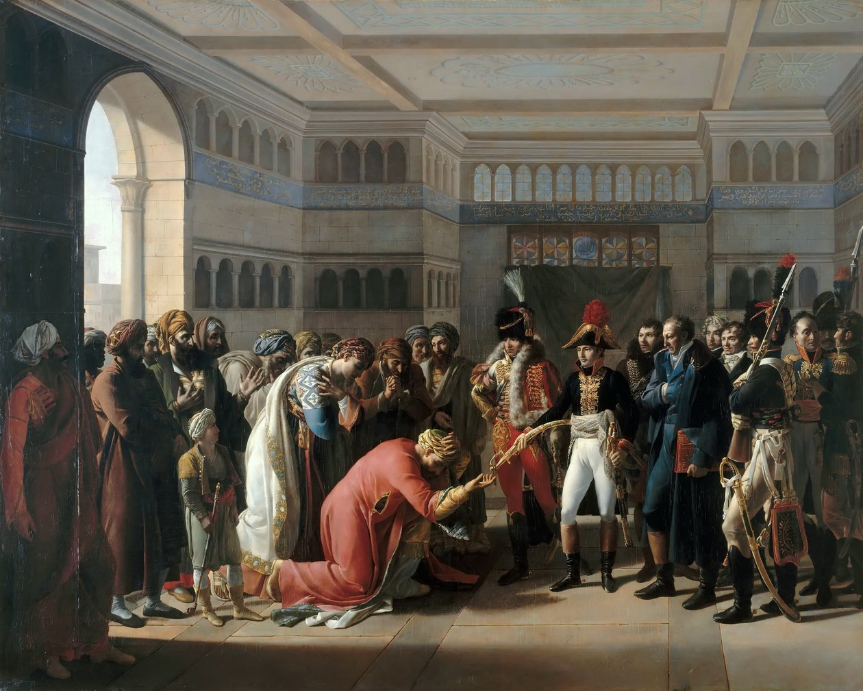 Bonaparte wręcza szablę dowódcy wojskowemu Aleksandrii, lipiec 1798 autorstwa Francois Henri Mulard