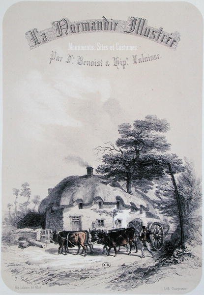 Frontyspis rozdziału o regionie Orne w Normandii, z „La Normandie Illustree”, ryty przez Charpentiera, opublikowany w Nantes 1852 (rycina) autorstwa Francois Hippolyte (after) Lalaisse