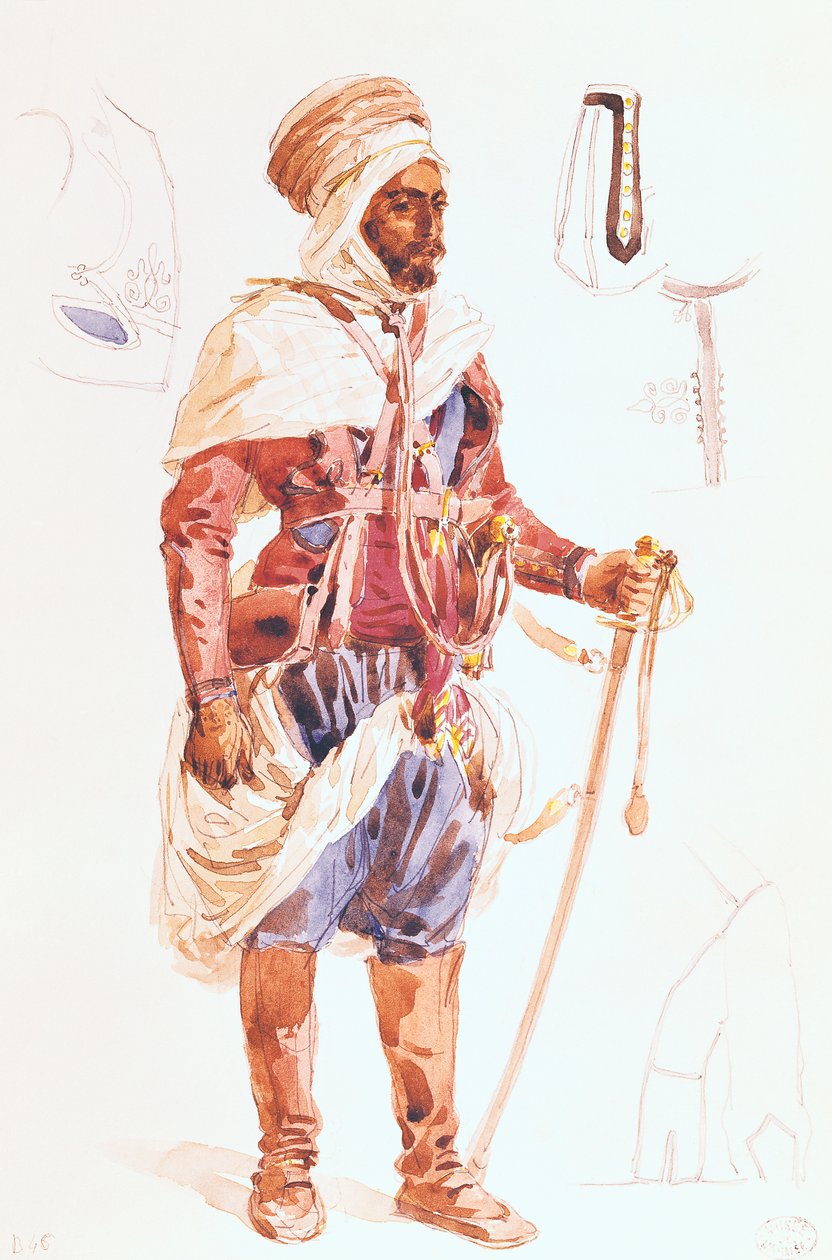 Spahi z mieczem, ok.1854 autorstwa Francois Hippolyte Lalaisse