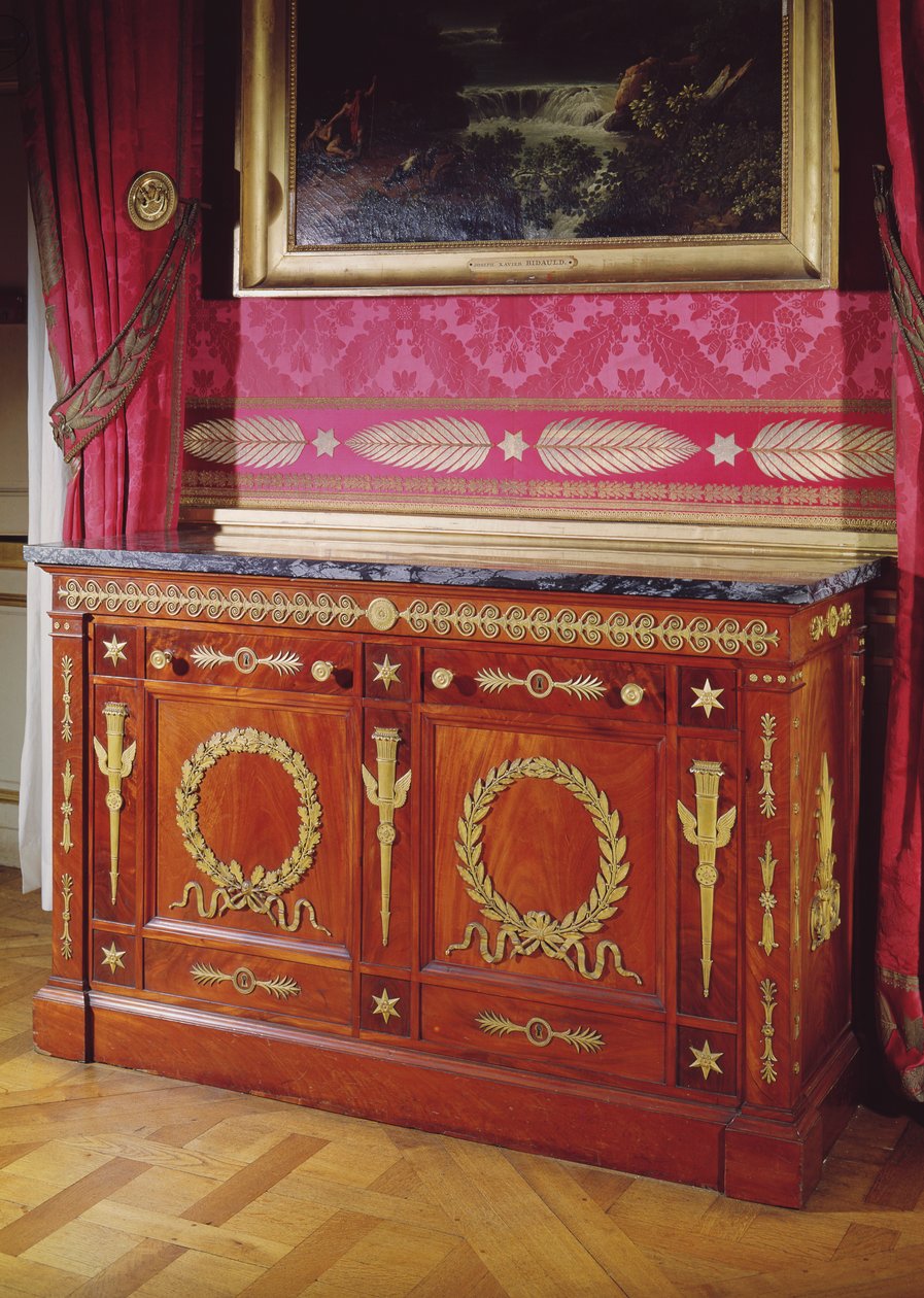 Komoda w stylu Pierwszego Cesarstwa, 1804-15 (akacja, marmur i złocony brąz) autorstwa Francois Honore Georges Jacob Desmalter