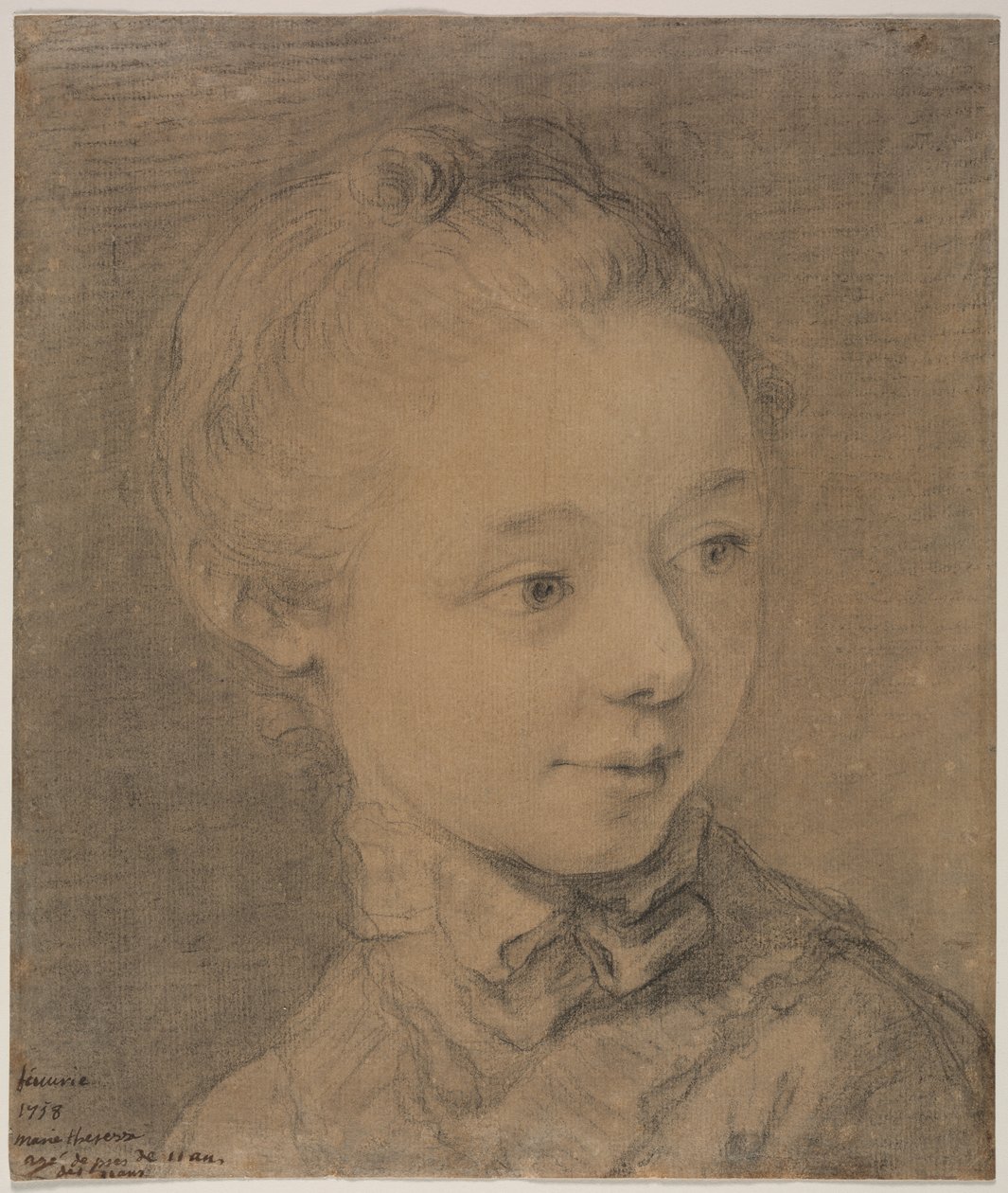 Głowa młodej dziewczyny skręcającej w prawo, 1758. autorstwa Francois Hubert Drouais