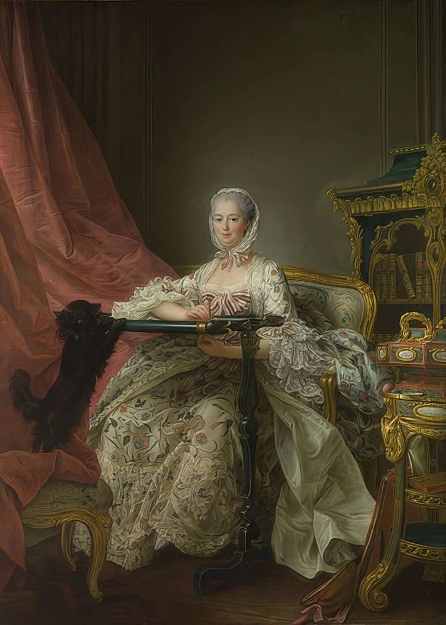Madame de Pompadour (1721-1764) na ramie do haftu. 1763-64 autorstwa Francois Hubert Drouais