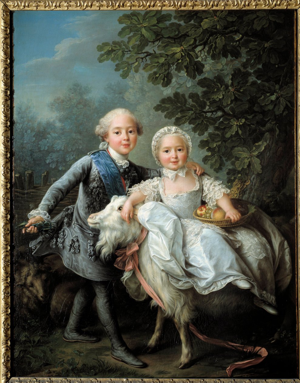 Portret Karola Filipa z Francji, hrabiego Artois (przyszły Karol X (1757-1836) i jego siostry Madame Clothilde, przyszłej królowej Sardynii (1759-1802) reprezentowany w latach 1763-1764, Obraz Francois Hubert Drouais (1727-1775) autorstwa Francois Hubert Drouais