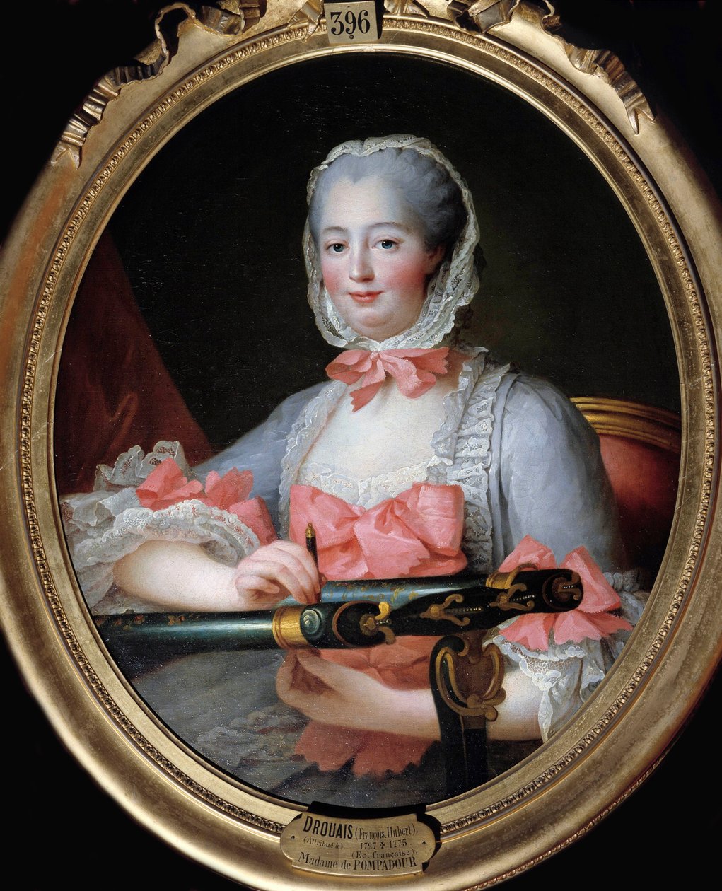 Portret Jeanne Antoinette Poisson, markizy Pompadour (znanej jako Madame de Pompadour autorstwa Francois Hubert Drouais