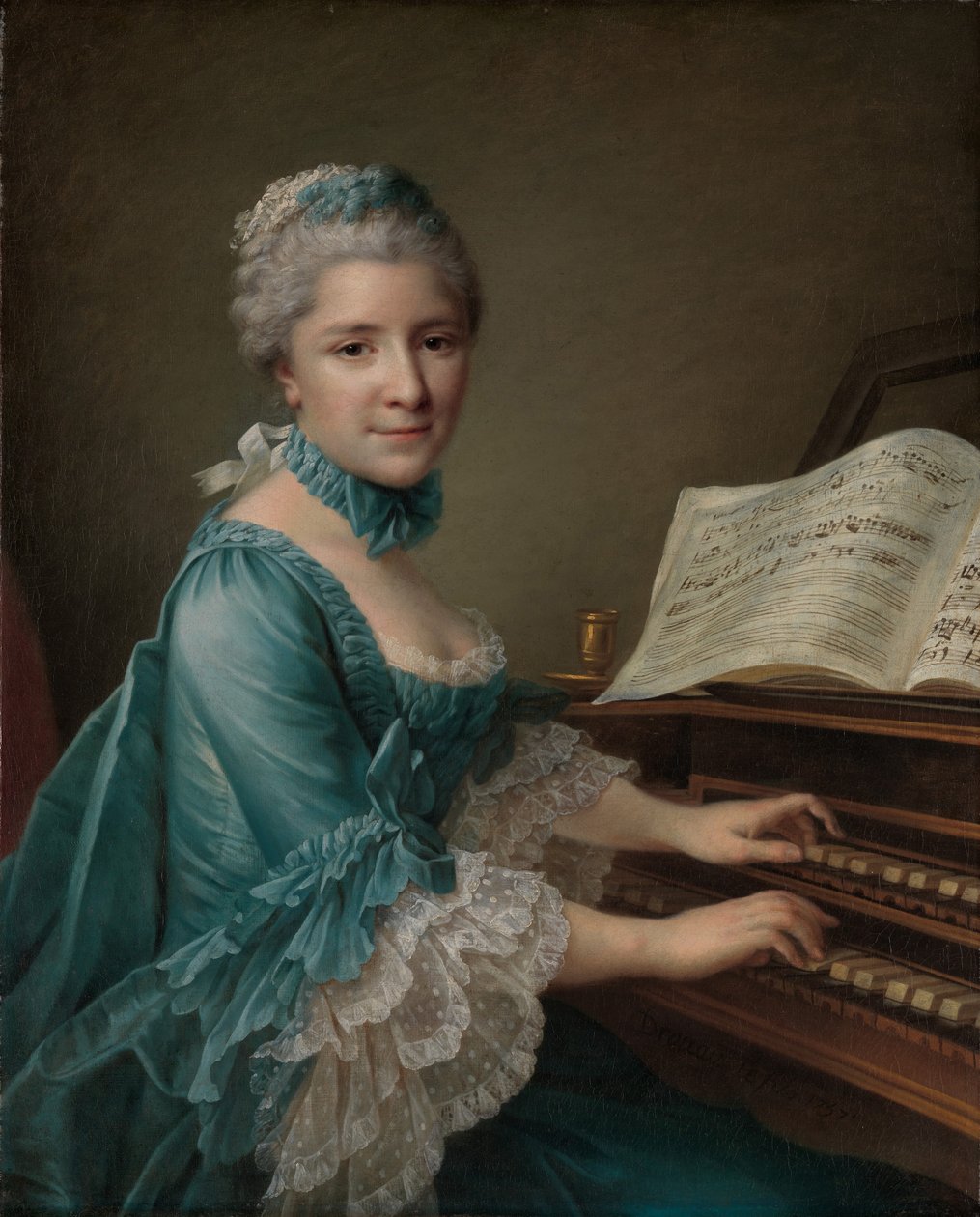 Portret kobiety, podobno Madame Charles Simon Favart, 1757 autorstwa Francois Hubert Drouais