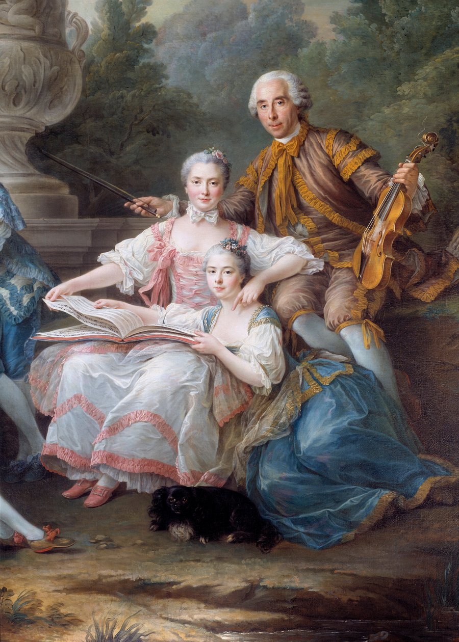 Rodzina Louisa Francois du Bouchet, markiza de Sourches i Grand Prevot de France Detail. Obraz Francois Hubert Drouais (1727-1775) 1756 Nd. 3,24 x 2,84 m autorstwa Francois Hubert Drouais