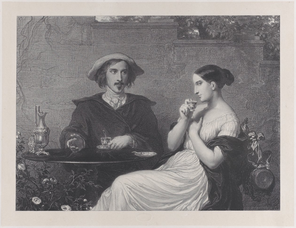 Kawiarnia, 1840. autorstwa Francois Joseph Aime de Lemud