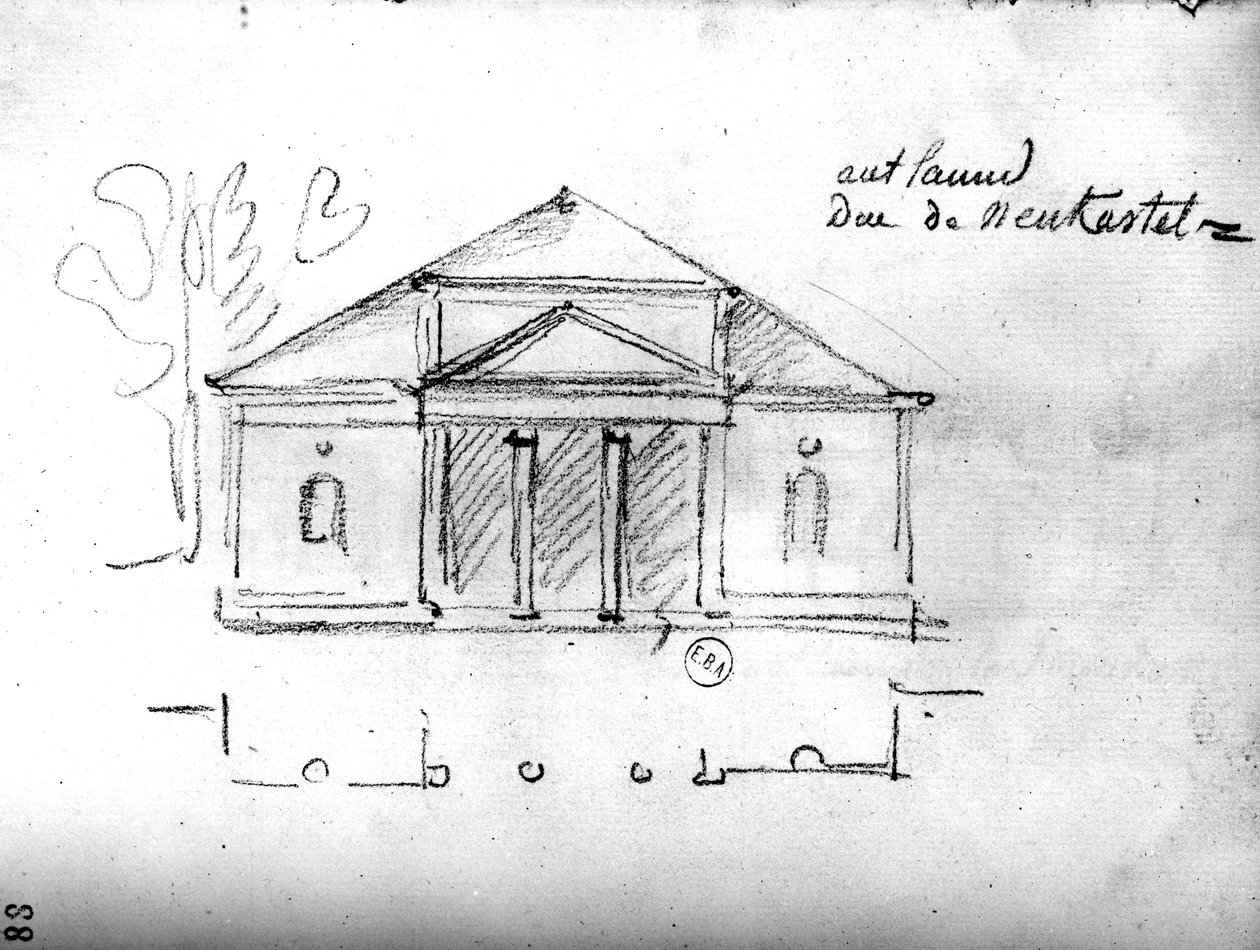 Szkic architektoniczny z "Podróży po Anglii", ok. 1766 (ołówek na papierze) autorstwa Francois Joseph Belanger
