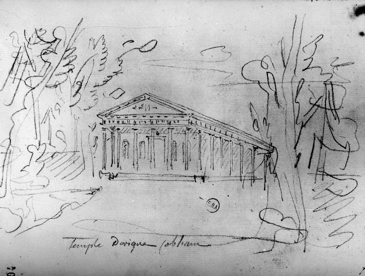 Szkic architektoniczny z "Podróży po Anglii", ok. 1766 (ołówek na papierze) autorstwa Francois Joseph Belanger
