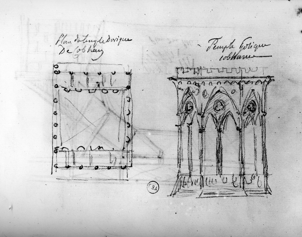 Szkic architektoniczny z "Podróży po Anglii", ok. 1766 (ołówek na papierze) autorstwa Francois Joseph Belanger