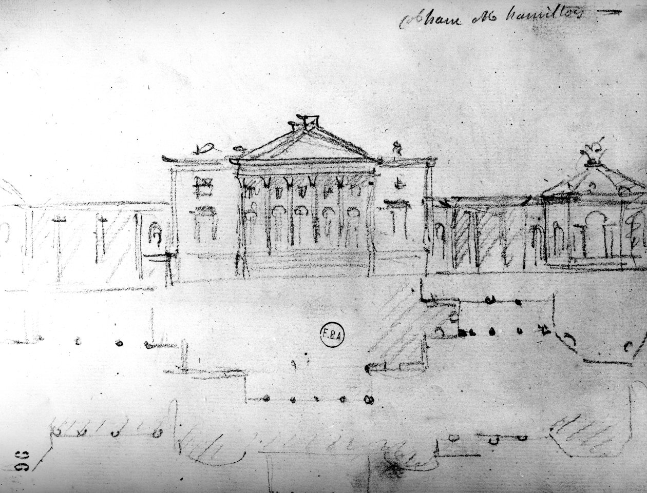 Szkic architektoniczny z "Podróży po Anglii", ok. 1766 (ołówek na papierze) autorstwa Francois Joseph Belanger