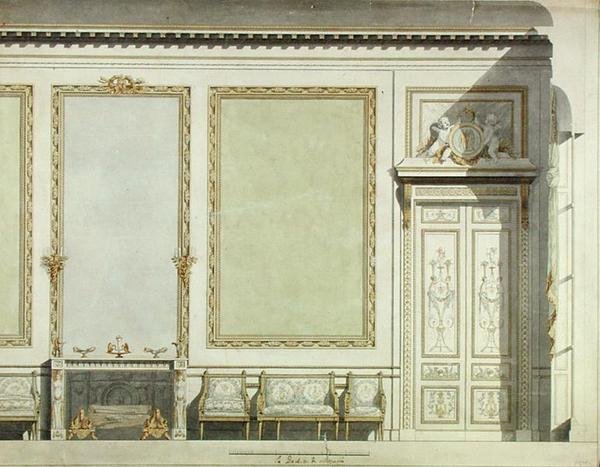 Projekt domu księżnej Mazarina, ok. 1777 (akwarela na papierze) autorstwa Francois Joseph Belanger