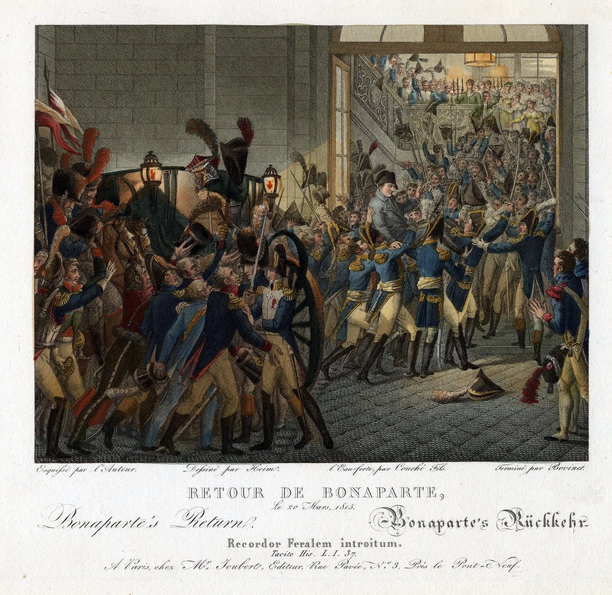 Napoleon powracający z wyspy Elba - Heim, Francois-Joseph (1787-1865) - 1815 - Akwaforta, akwarela - 24,5x32 - Kolekcja prywatna autorstwa François Joseph Heim
