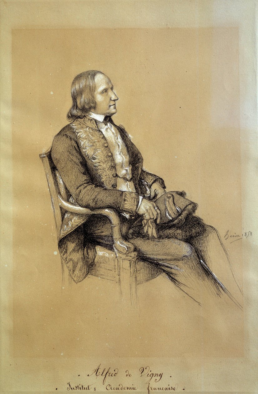 Portret Alfreda de Vigny (1797 - 1863), francuskiego pisarza, dramaturga i poety. Rysunek Francois Joseph Heim (1787-1865) autorstwa François Joseph Heim