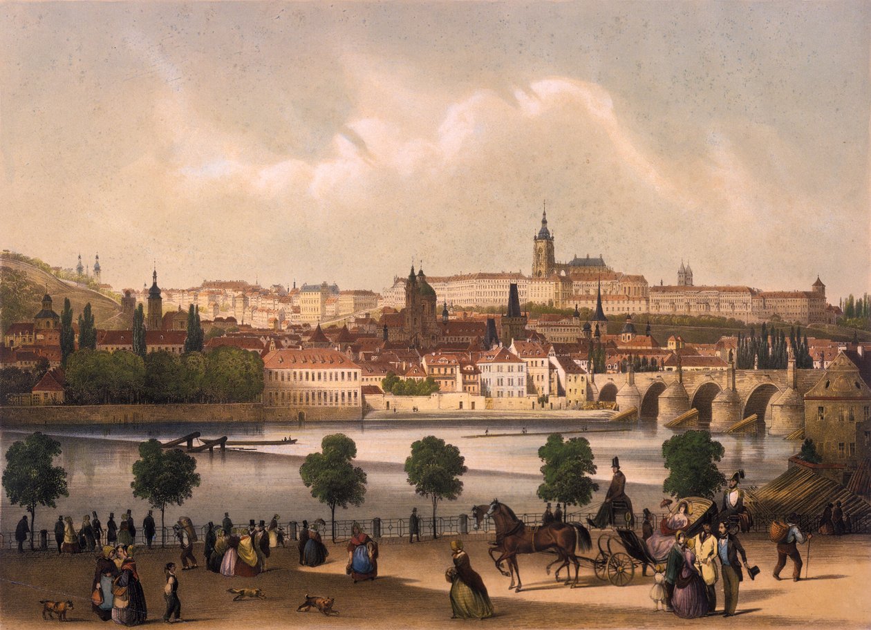 Widok na Małą Dzielnicę i Zamek Praski Hradczany, ok.1845 autorstwa Francois Joseph Sandmann