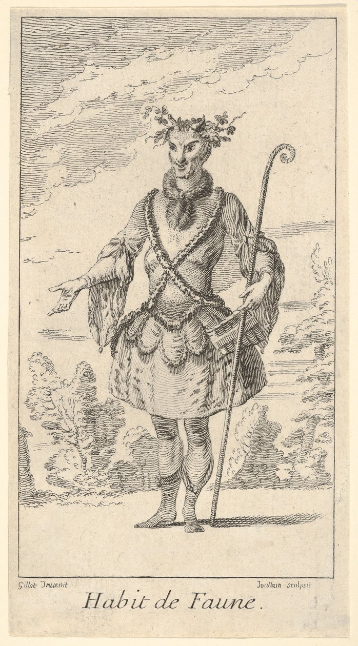 Habit de Faune: faun, laska w prawym h..., ca. 1721. autorstwa Francois Joullain