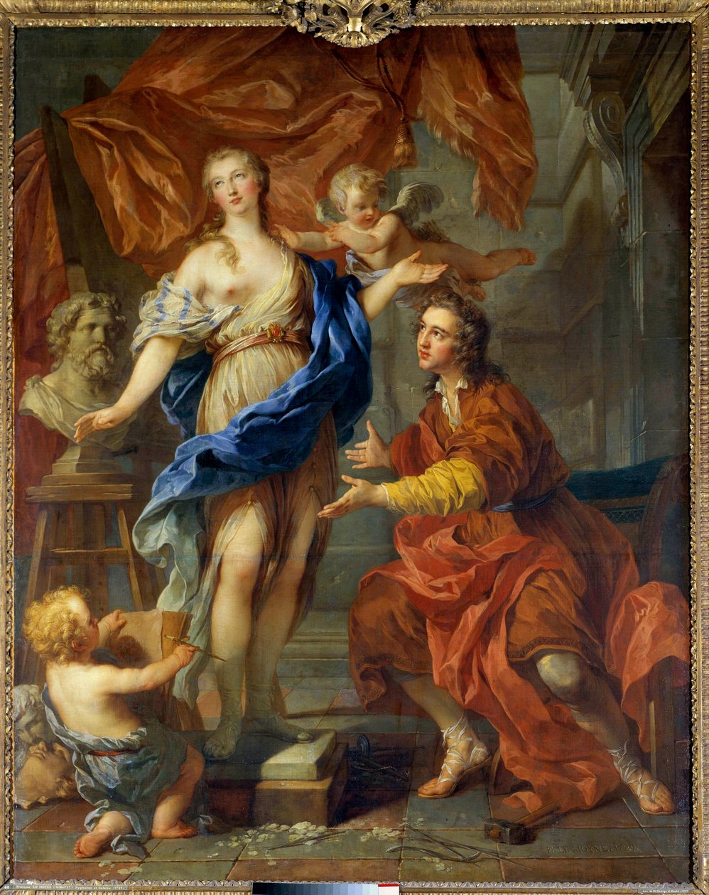 Pigmalion widząc swoją animowaną statuę Malarstwo Francois Le Moyne (1688-1737). 1729. Wymiary 2,12 x 1,68 m Tours, Musee des Beaux Arts autorstwa François Lemoyne
