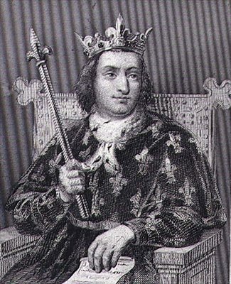 Karol V, zwany "Mądrym" (1337-80) król Francji, rycina autorstwa Blancharda (rycina) autorstwa Francois Louis (after) Dejuinne