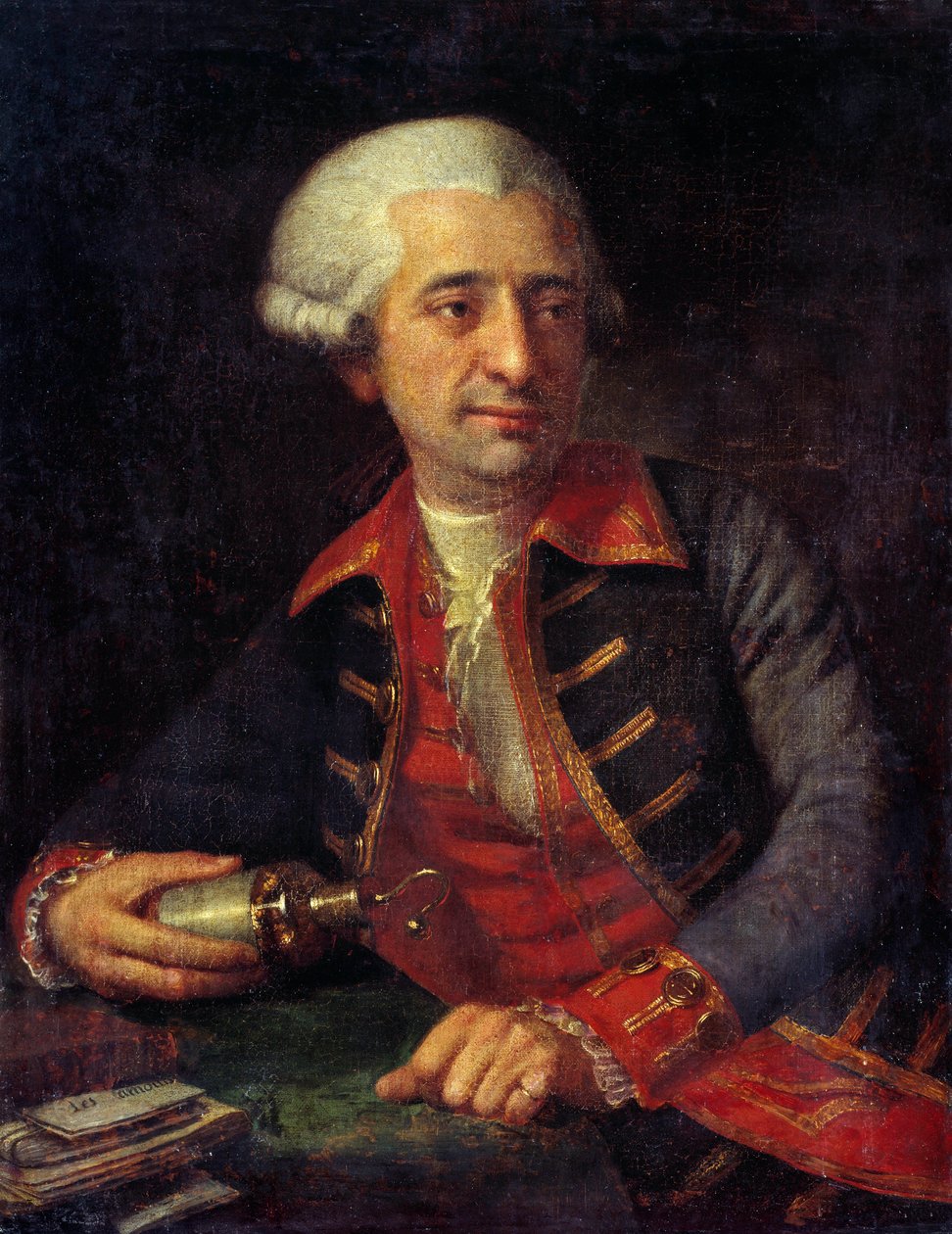 Portret Antoine Louis Lavoisier (1746-1794) Francuski chemik w mundurze jako Generalny Inspektor Proszków Armii Lądowej i Morskiej. Obraz Francois-Louis Brossard de Beaulieu (1727-1810). Chateaux de Versailles i Trianon, Wersal, Francja. autorstwa Francois Louis Brossard de Beaulieu