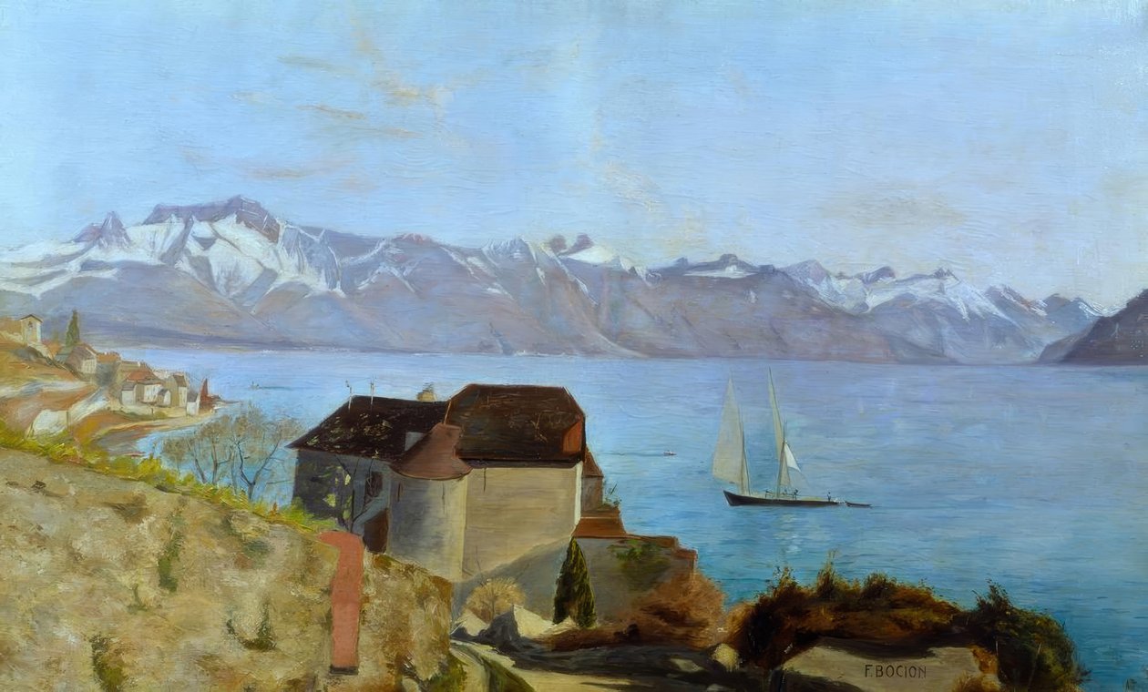 Zamek Glérolles i Jezioro Genewskie autorstwa Francois Louis David Bocion
