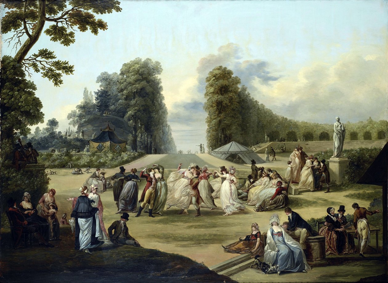 Bal w Ogrodach Tivoli, Paryż - Obraz Francois Louis Joseph Watteau (1758-1823) autorstwa Francois Louis Joseph Watteau