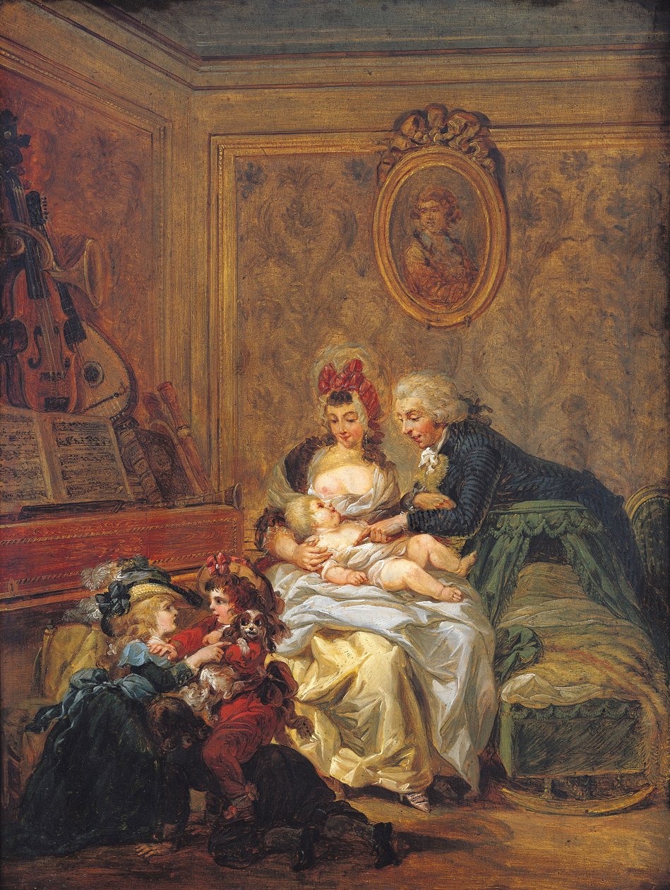 Zadowolenie z małżeństwa, czyli szczęśliwa rodzina autorstwa Francois Louis Joseph Watteau