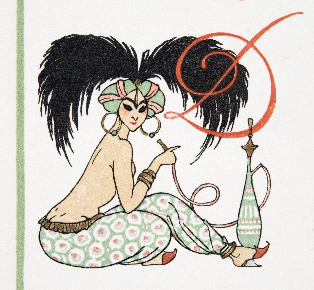 Arabian Girl with Hookah Fajka, z Personages de Comedie, wyd. 1922 (odbitka w pochoirze) autorstwa Francois Louis Schmied