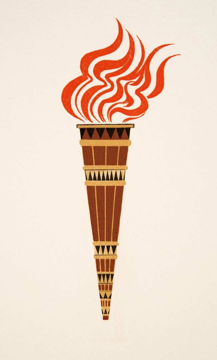 Płonąca Pochodnia z Prométhée Enchaîné by Ajschylos, wyd. 1941 (druk szablonowy) autorstwa Francois Louis Schmied