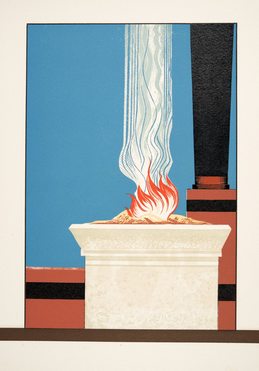 Płonąca Pochodnia z Prométhée Enchaîné by Ajschylos, wyd. 1941 (druk szablonowy) autorstwa Francois Louis Schmied