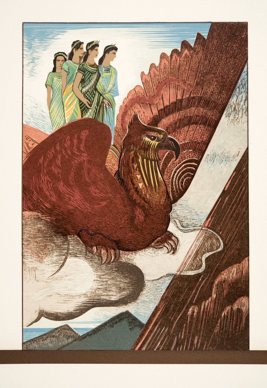 Ilustracja z Prométhée Enchaîné Ajschylosa, wyd. 1941 (druk szablonowy) autorstwa Francois Louis Schmied
