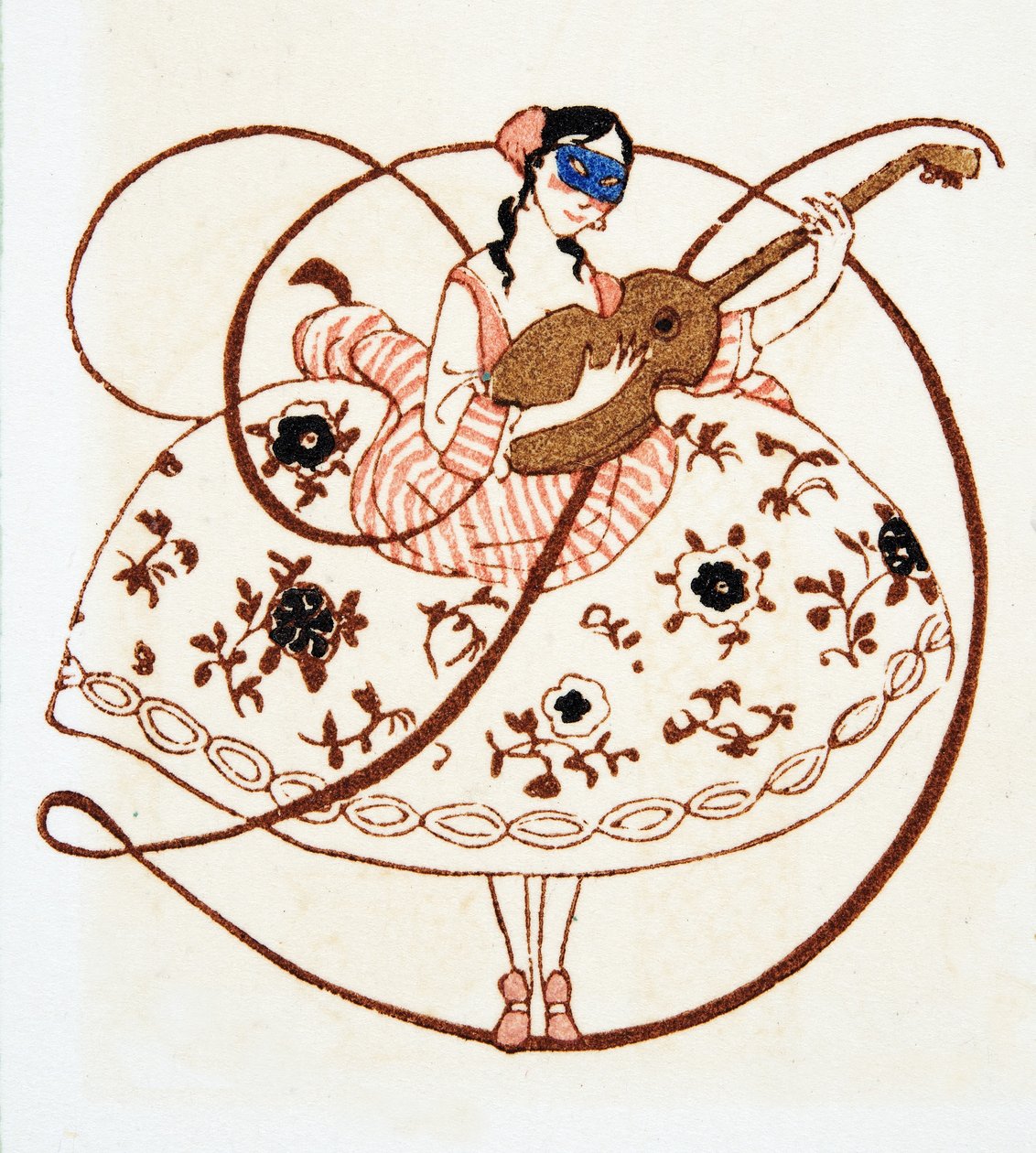 Litera D, z Personages de Comedie, wyd. 1922 (odbitka szablonowa) autorstwa Francois Louis Schmied