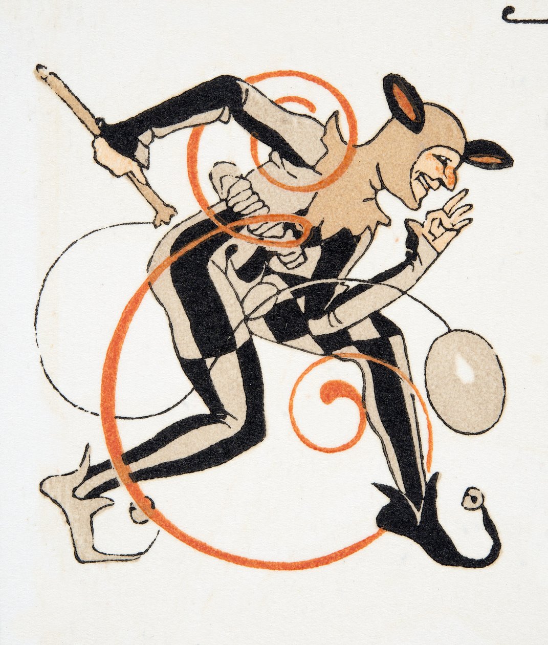 Litera E z Personages de Comedie, wyd. 1922 (odbitka szablonowa) autorstwa Francois Louis Schmied