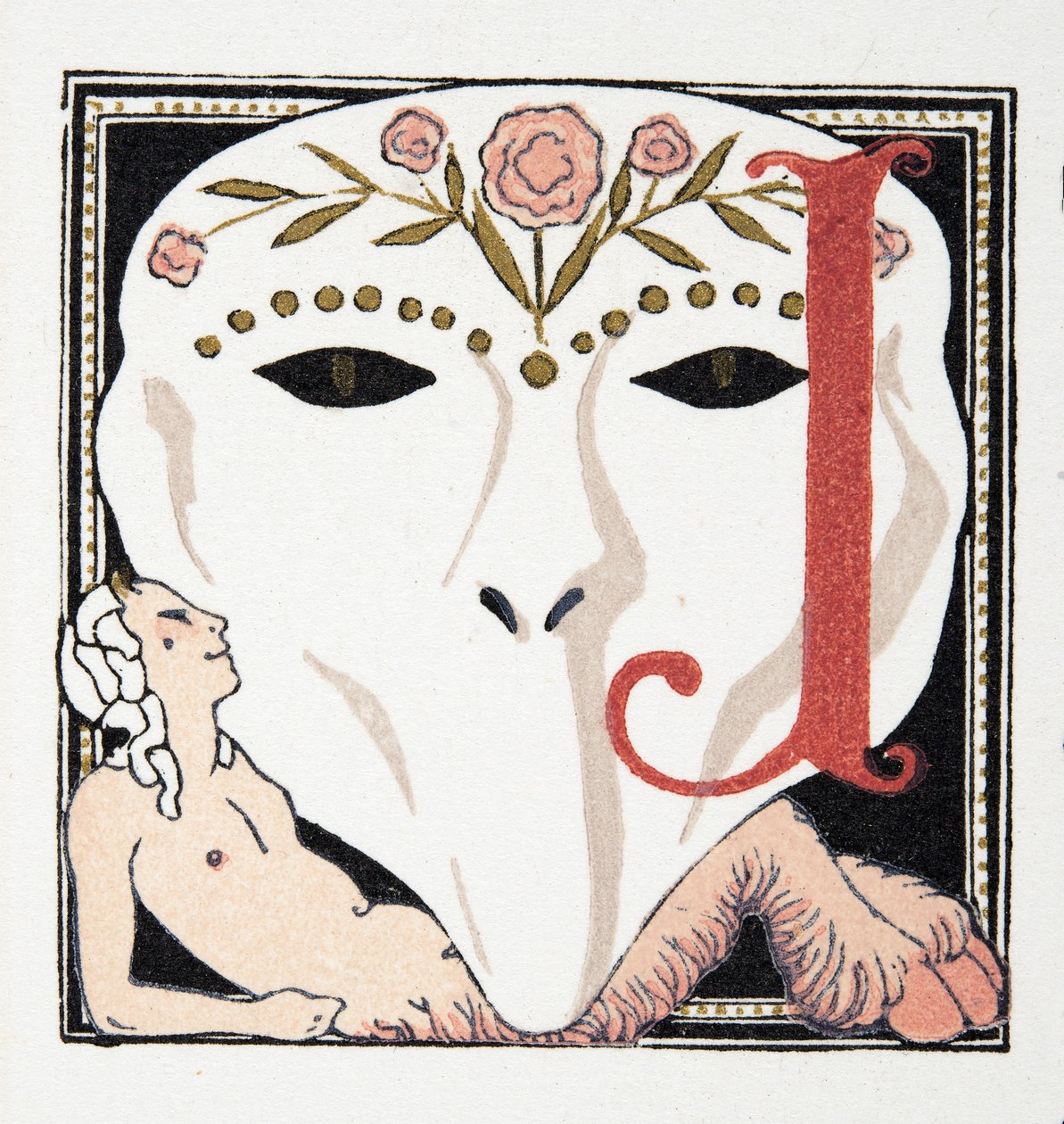 List J, z Personages de Comedie, wyd. 1922 (odbitka szablonowa) autorstwa Francois Louis Schmied