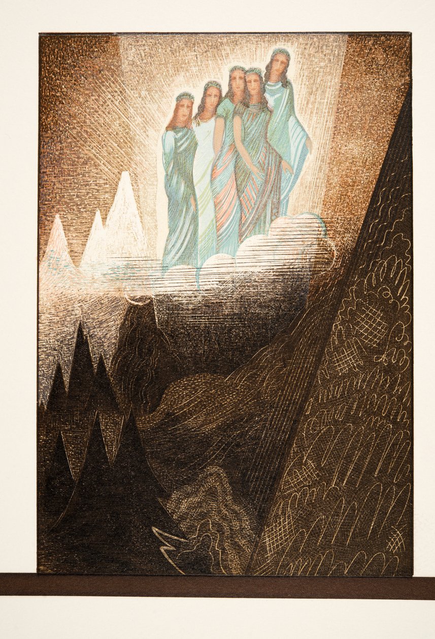 Oceanides, ilustracja z Prométhée Enchaîné autorstwa Ajschylosa, wyd. 1941 (druk szablonowy) autorstwa Francois Louis Schmied
