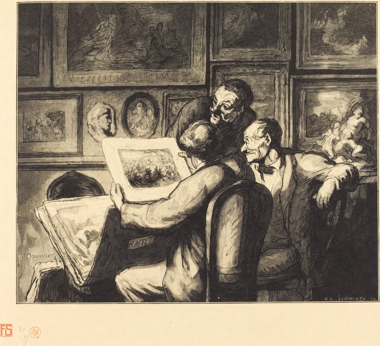 Miłośnicy druku autorstwa Francois Louis Schmied after Honoré Daumier