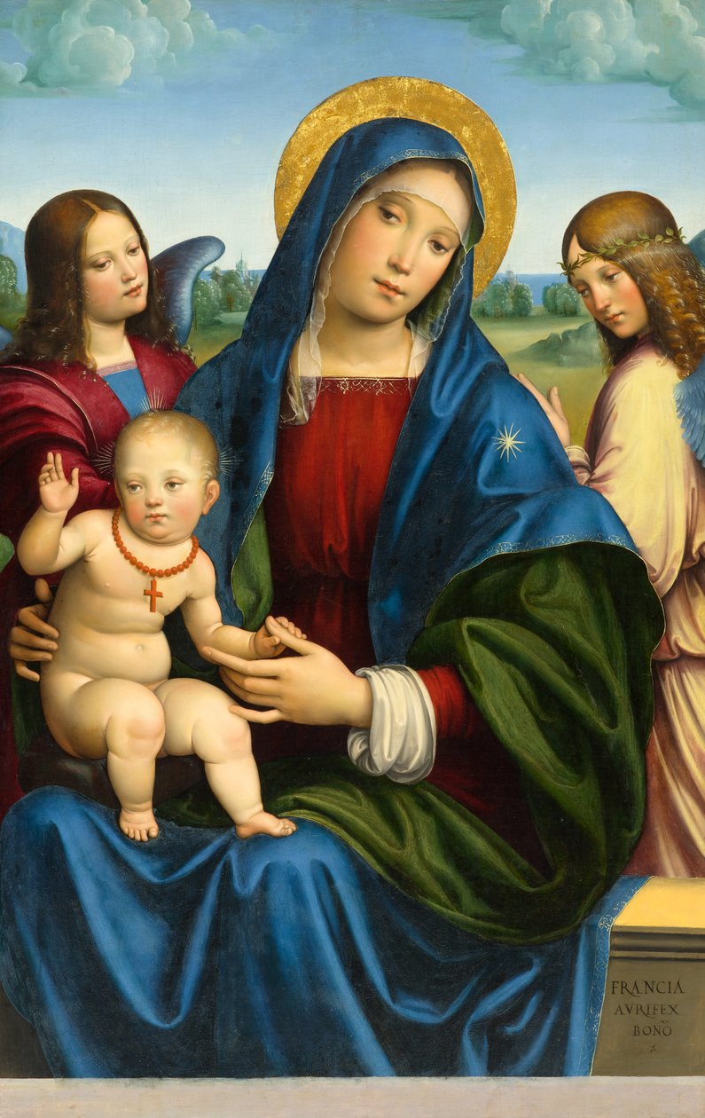 Madonna z Dzieciątkiem i Dwoma Aniołami, ok. 1495-1500 autorstwa Francois Louis Thomas Francia
