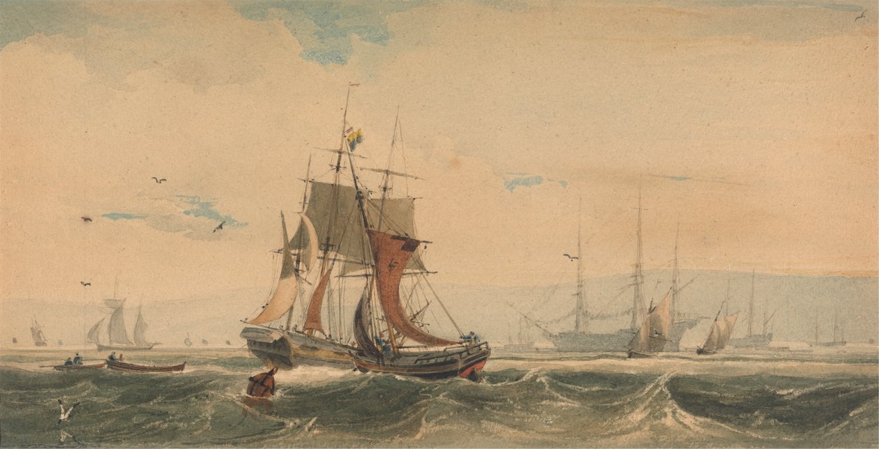 Wysyłka na Medway, Kent autorstwa Francois Louis Thomas Francia