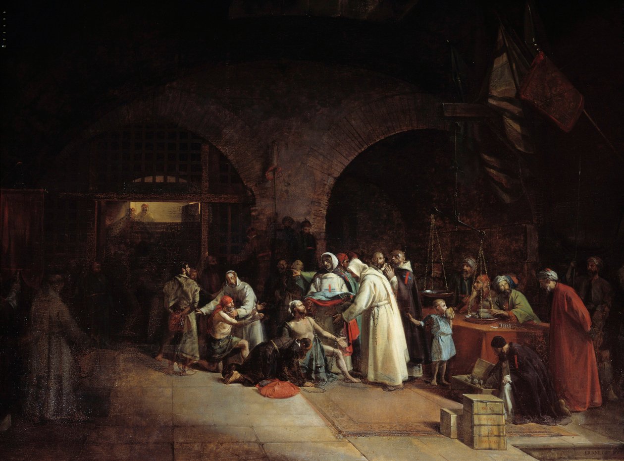 Francuska kolonizacja Algierii: „Odkupienie więźniów w więzieniach Algieru” Obraz Francois Mariusa Graneta (1775-1849) 1831 nd. 1,51x2 m² autorstwa Francois Marius Granet