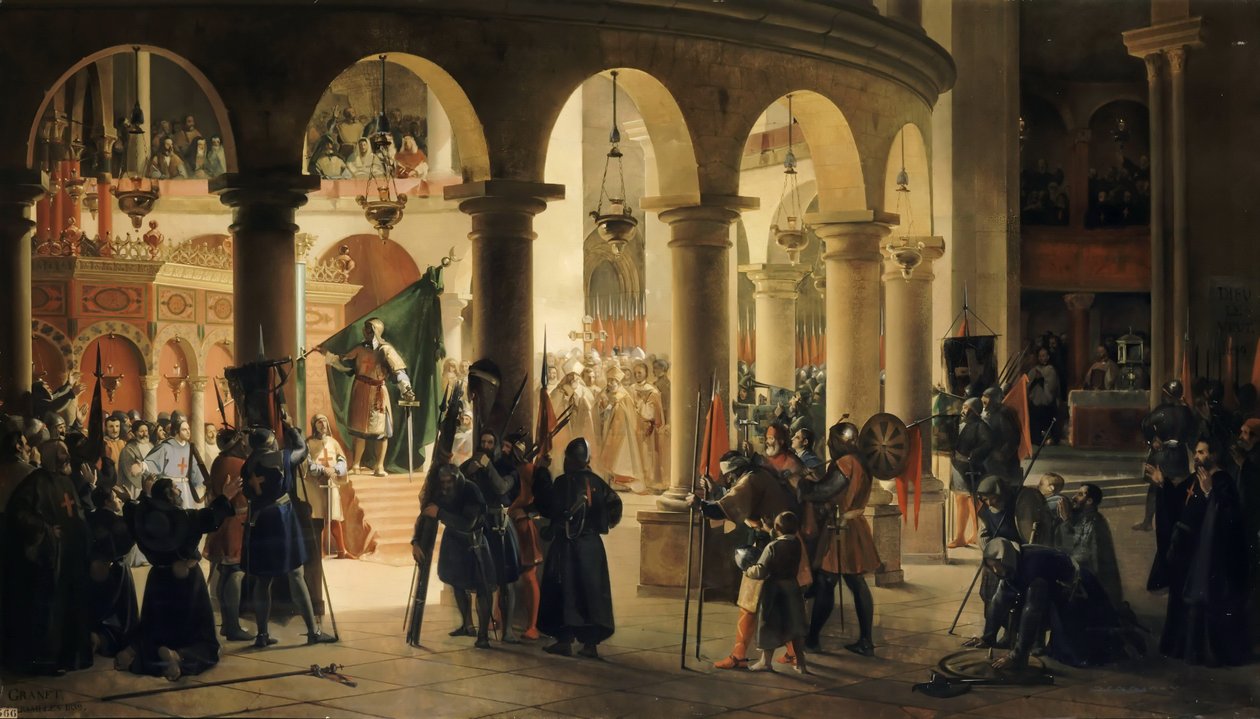 Godefroy de Bouillon depozyty w kościele Grobu Świętego Trofea Ascalon autorstwa Francois Marius Granet