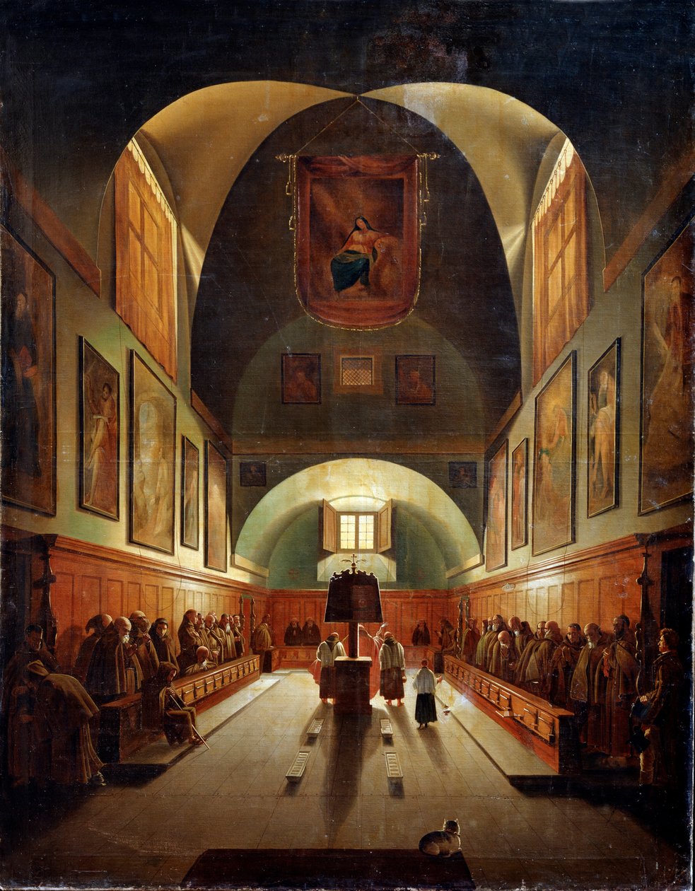 Wnętrze kościoła kapucynów w Rzymie, koniec XVIII lub XIX w. autorstwa Francois Marius Granet