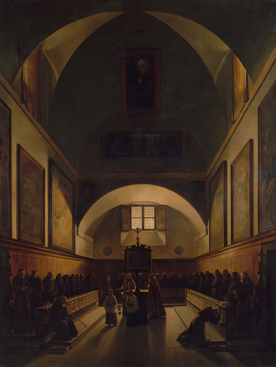 Chór Kościoła Kapucynów w Rzymie, 1814-15. autorstwa Francois Marius Granet
