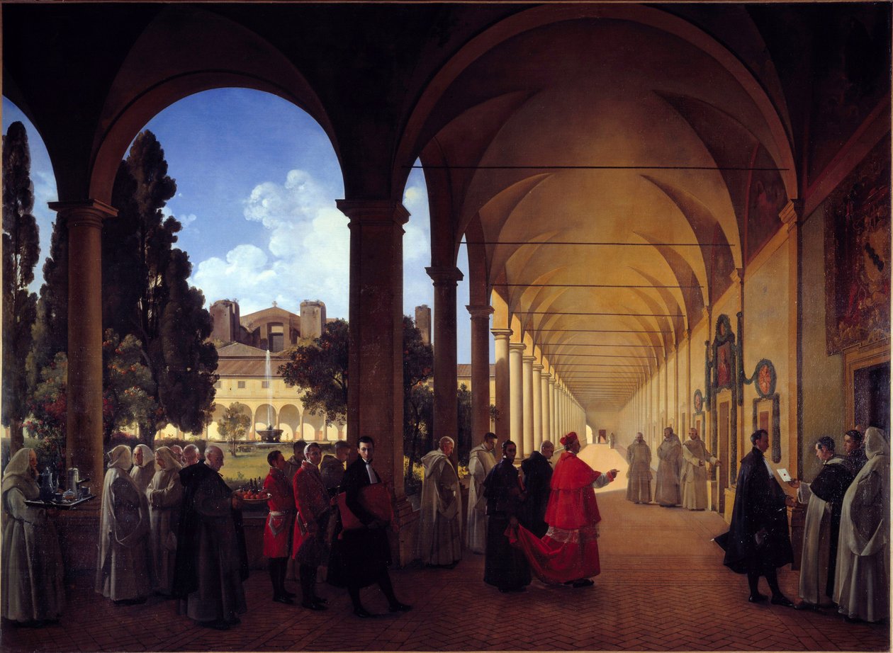 Klasztor kartuzów pod wezwaniem Matki Bożej Anielskiej w Rzymie. Obraz Francois Mariusa Graneta (1775-1849) autorstwa Francois Marius Granet