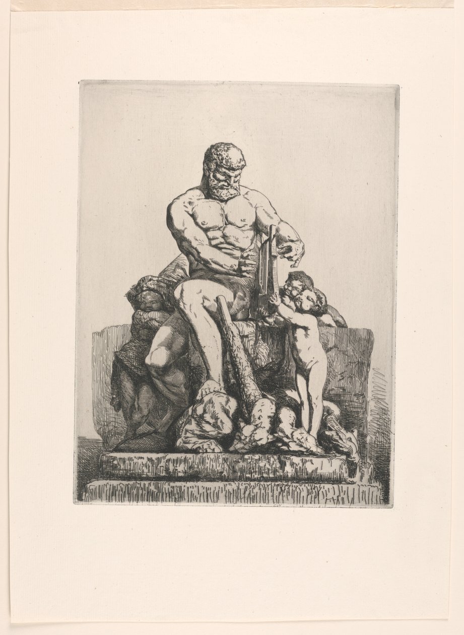 Herkules, płyta pierwsza z Twelve Etchings Chifflarta autorstwa Francois Nicolas Chifflart