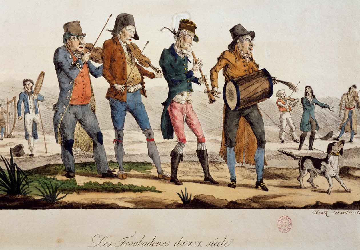 Ttrubadours, Francois Nicolas Martinet (1739-po 1796), druk, Francja autorstwa Francois Nicolas Martinet