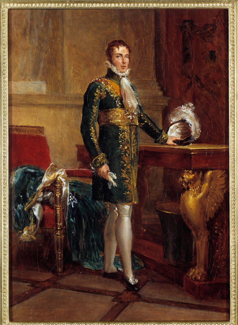 Portret en pied de Eugeniusz de Beauharnais dit Książę Eugeniusz wicekról Włoch, a następnie książę Leuchtenberg (1781-1824), przybrany syn Napoleona I Obraz Francois Gerard (1770-1837) 1811 wym. 0,32x0,23 m - Portret pełnometrażowy Eugeniusza de Beauharna autorstwa Baron François Pascal Simon Gérard