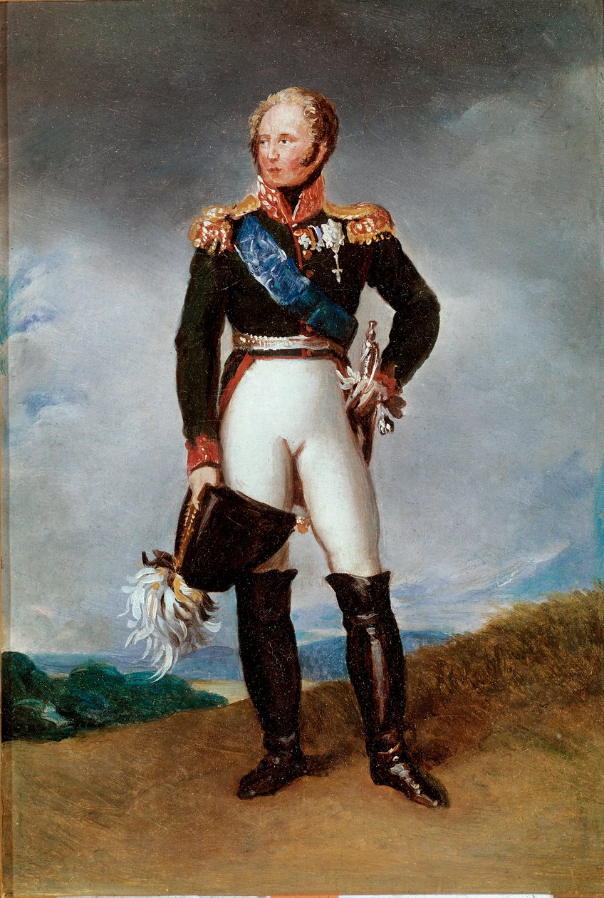 Portret u stóp Aleksandra I, cara Rosji (1777-1825) Obraz Francois Gerard (1770-1837) Słońce. 0,32x0,24 m Wersal, Musee du cheau autorstwa Baron François Pascal Simon Gérard