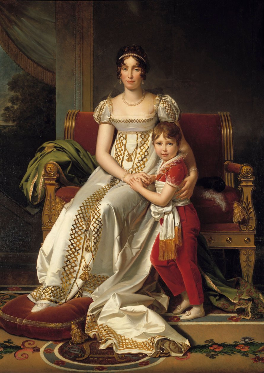 Portret u stóp Hortense de Beauharnais, królowej Holandii (1783-1837) i jej syna Napoleona Charlesa Obraz Francois Gerarda (1770-1837) 1807 nd. 0,32x0,24 m² autorstwa Baron François Pascal Simon Gérard